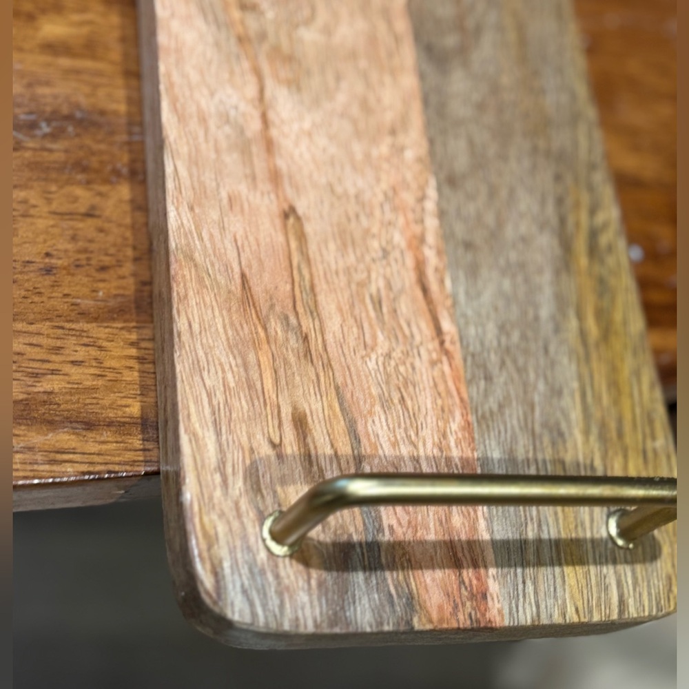 Wooden Tray Board Gold Handles Home Display Decor, Charcuterie, new